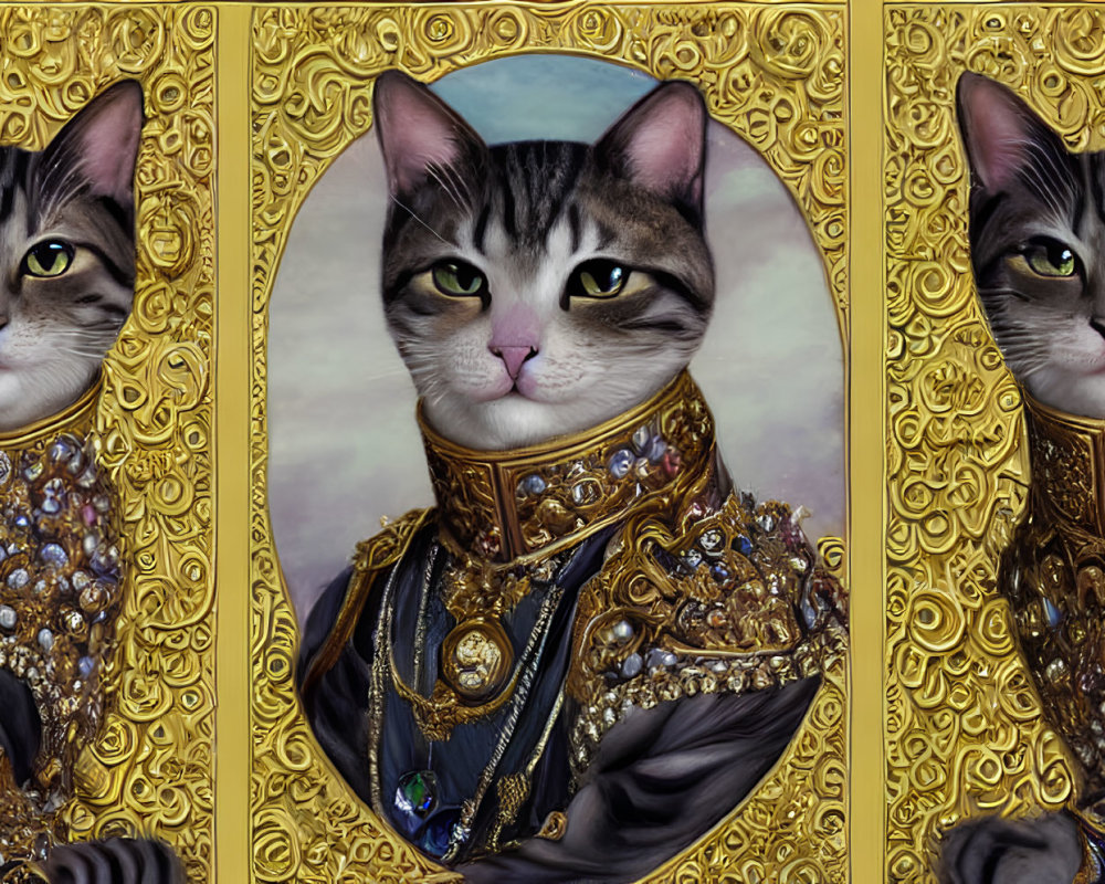 Regal Cats in Jewel-Encrusted Collars and Attire