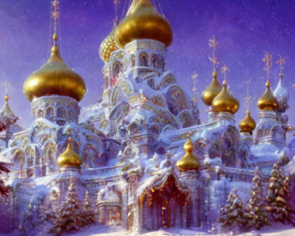 Majestic Building in Snowy Fairy Tale Landscape