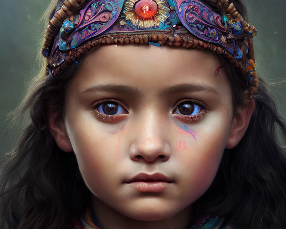 Young girl with expressive eyes and vibrant attire