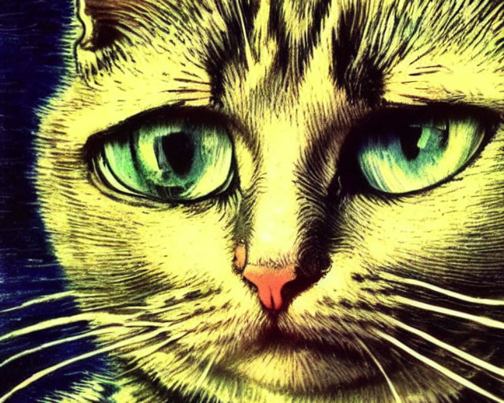 Stylized Close-Up Illustration of a Cat's Face