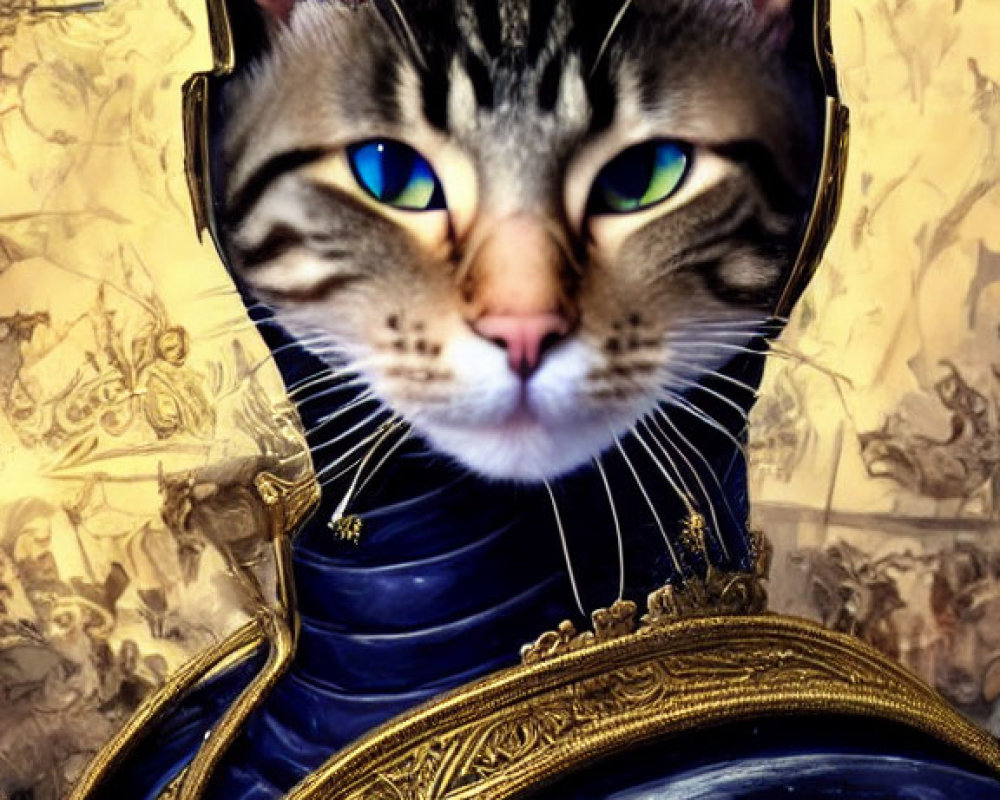 Regal Cat Warrior in Cosmic Fantasy Setting