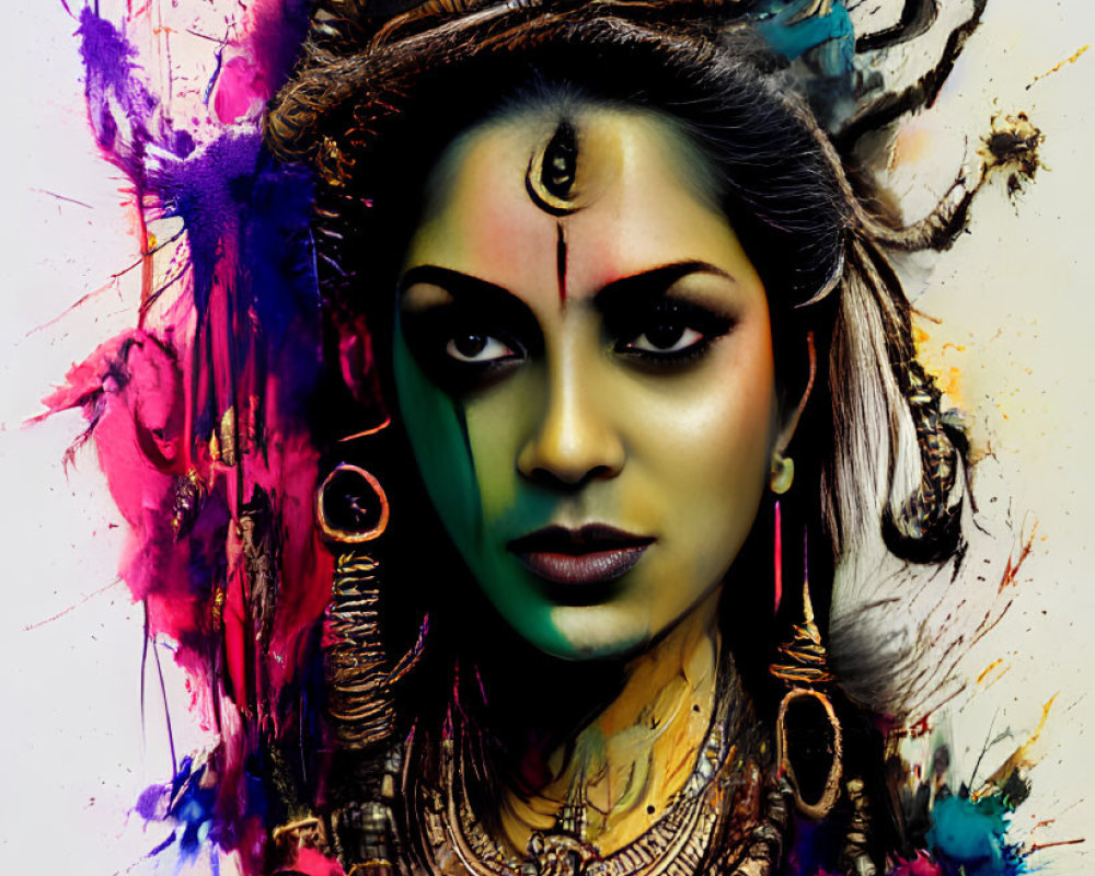 Vibrant Artistic Representation of Indian Goddess Imagery