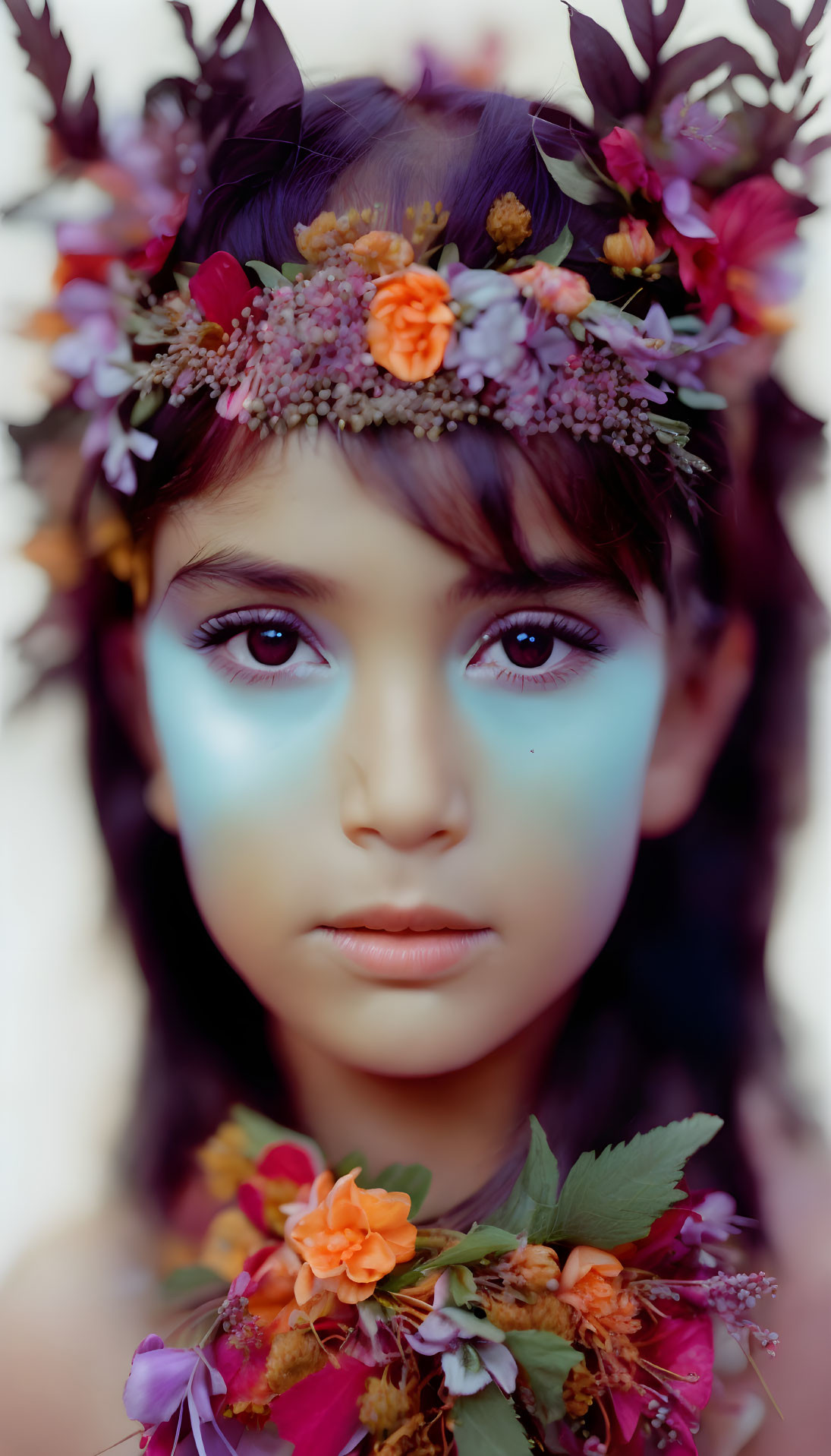 Close-Up Portrait of a Girl with Floral Crown