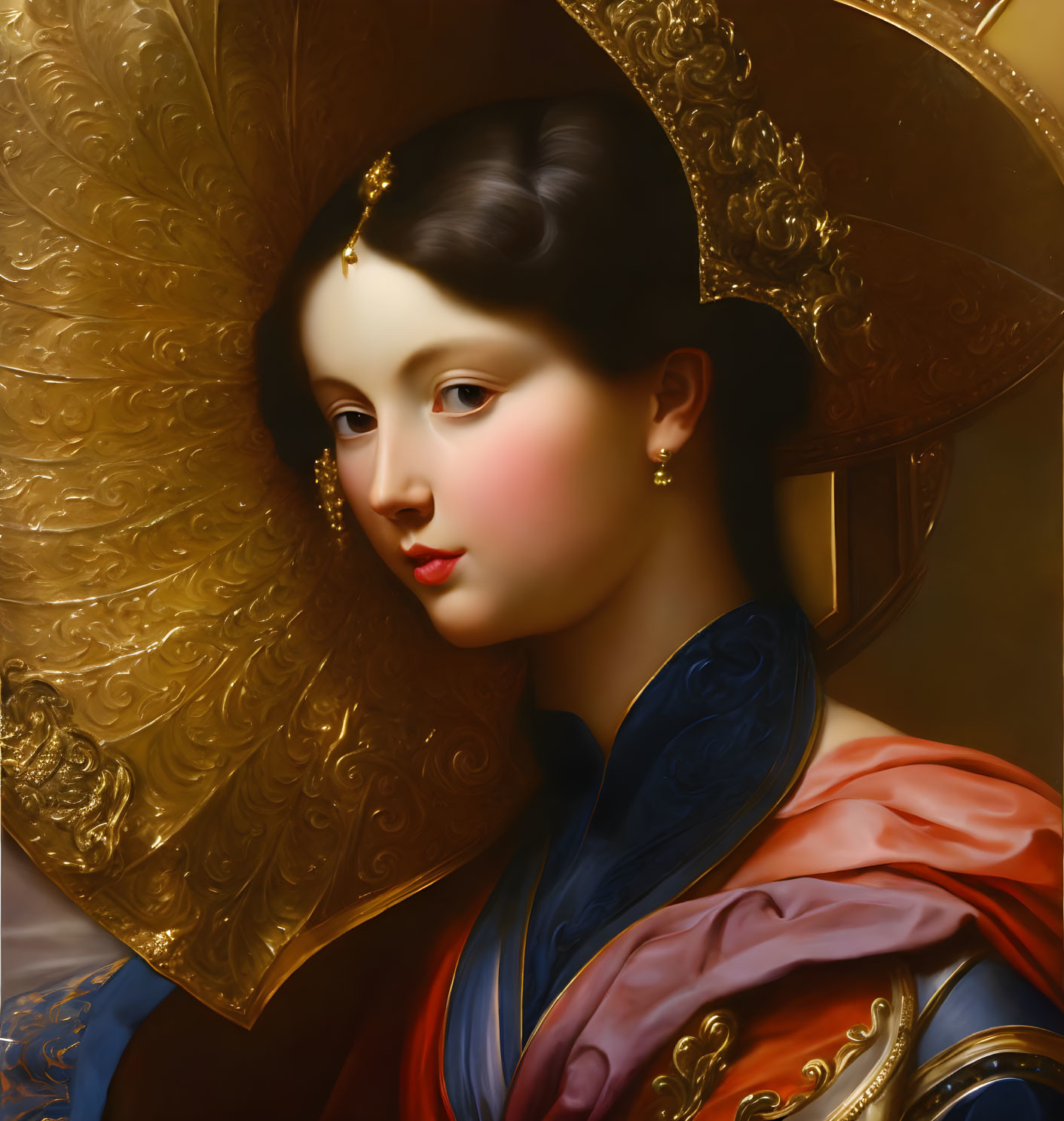 Portrait of a Young Woman with Golden Headwear