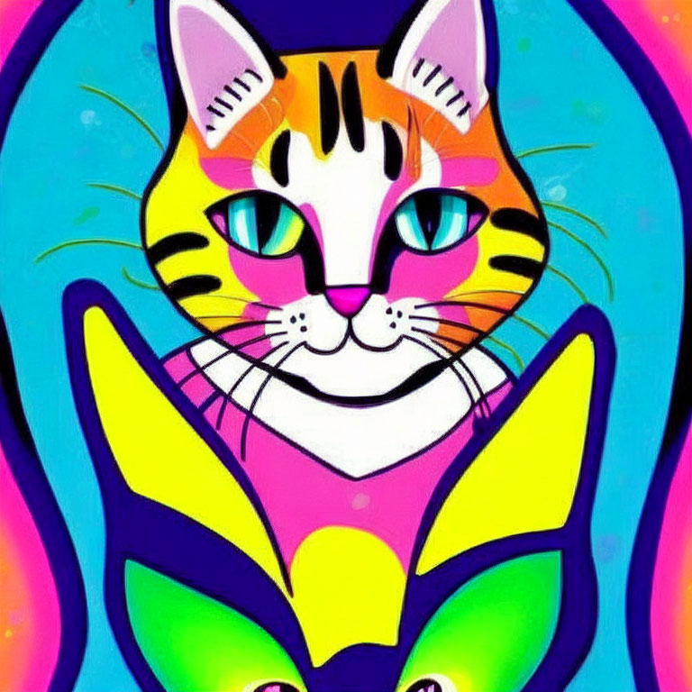 Vibrant Illustration of a Colorful Stylized Cat