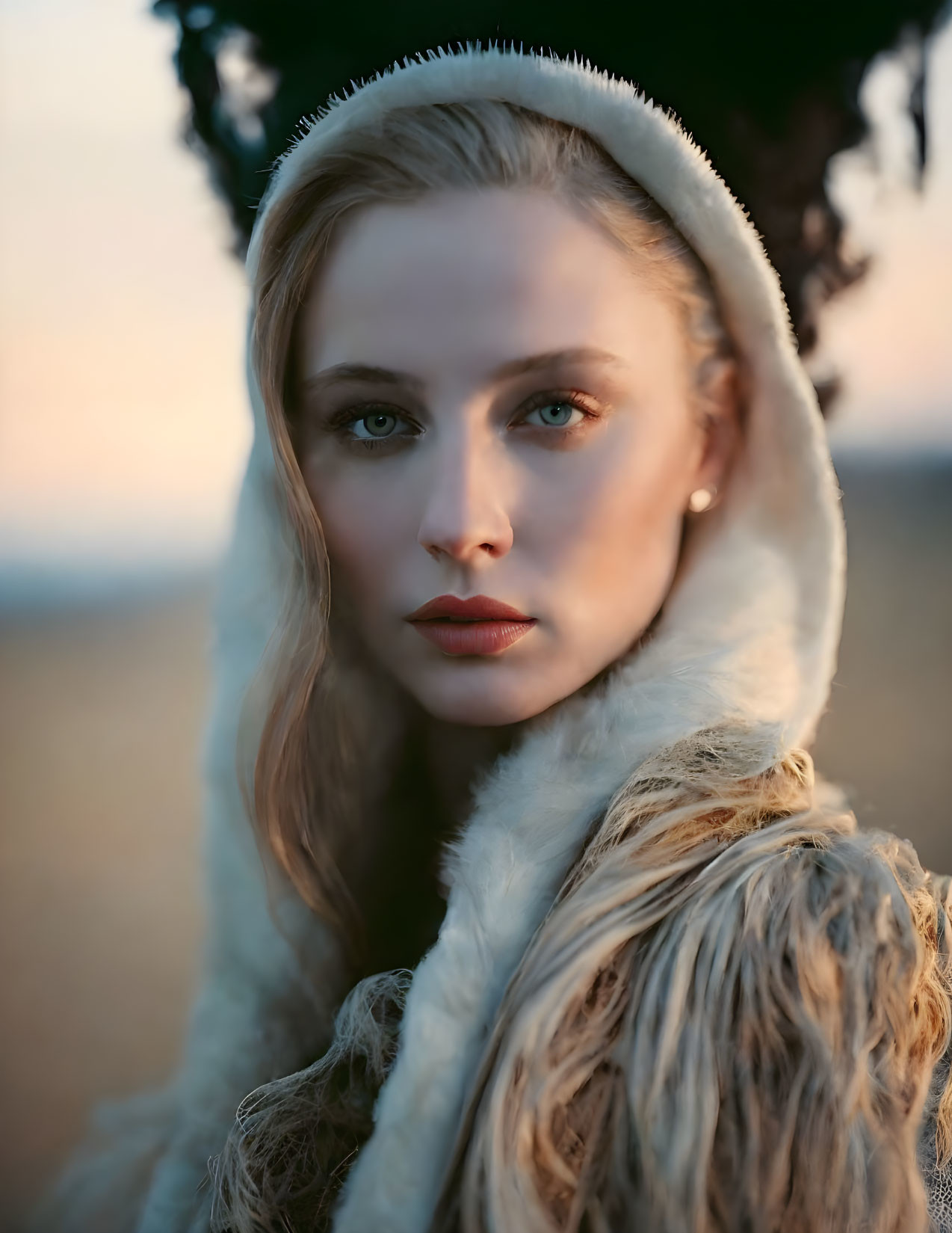 Portrait of a Young Woman in Luxurious Fur Coat