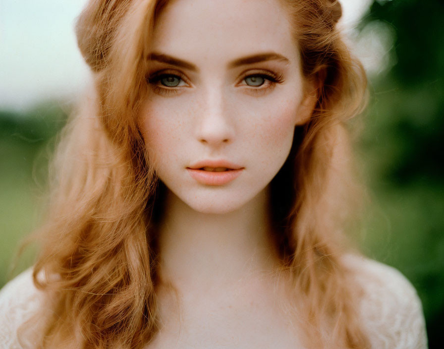 Close-up Portrait of a Young Woman with Red Hair