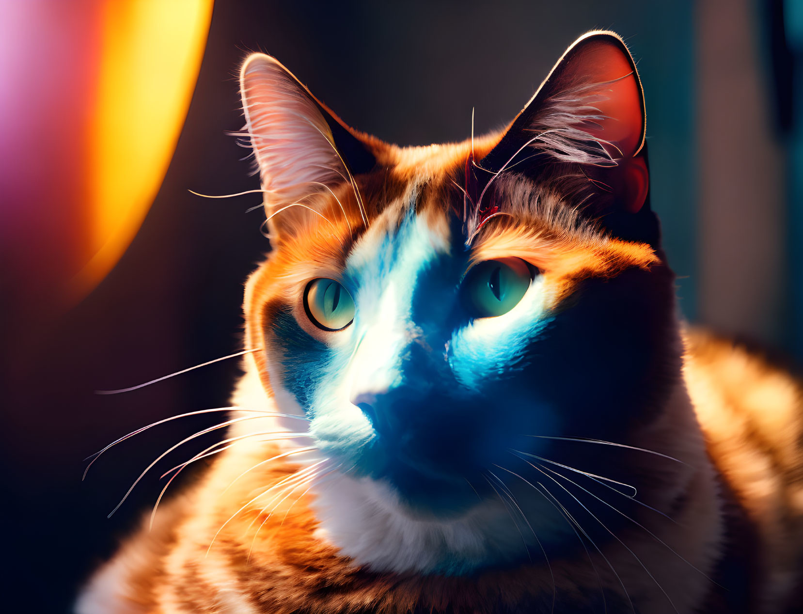 Close-up of a cat with orange and white fur