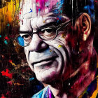 Vibrant Abstract Portrait of a Man with Glasses