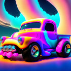 Vibrant Retro Truck with Psychedelic Paint Job