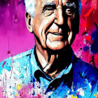 Colorful Portrait of Smiling Elderly Man with Dynamic Brush Strokes