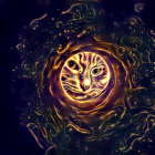 Cosmic Vortex with Cat's Face and Vibrant Colors