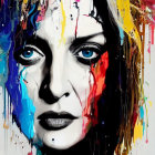 Portrait of a woman with vibrant paint splashes