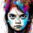 Portrait of a Child with Vibrant Abstract Colors