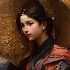 Portrait of a Young Woman with Elegant Features