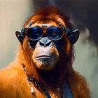 Orangutan with Glasses in Whimsical Nature Setting