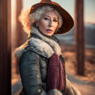 Elegant Woman in Stylish Winter Coat Outdoors