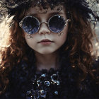 Young child in ornate sunglasses with textured outfit