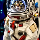 Curious Cat in Futuristic Astronaut Suit in Space