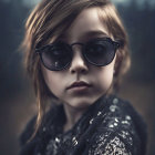 Child in Sunglasses with Glamorous Outfit and Mood Setting