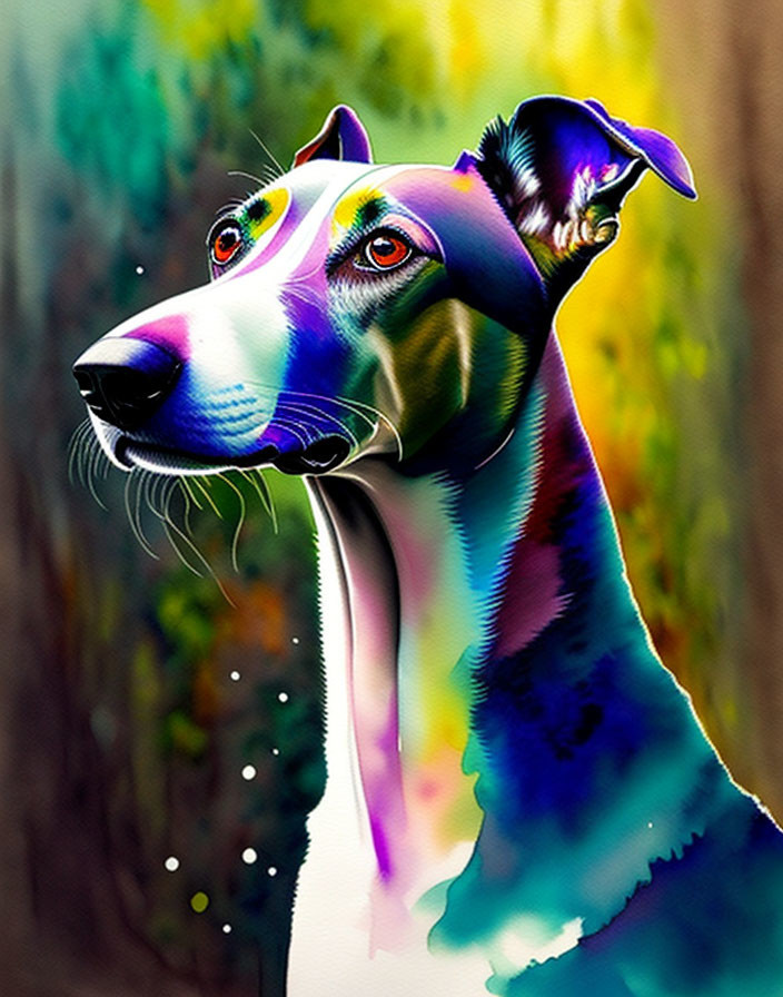 Colorful Digital Art: Stylized Greyhound with Multicolored Coat