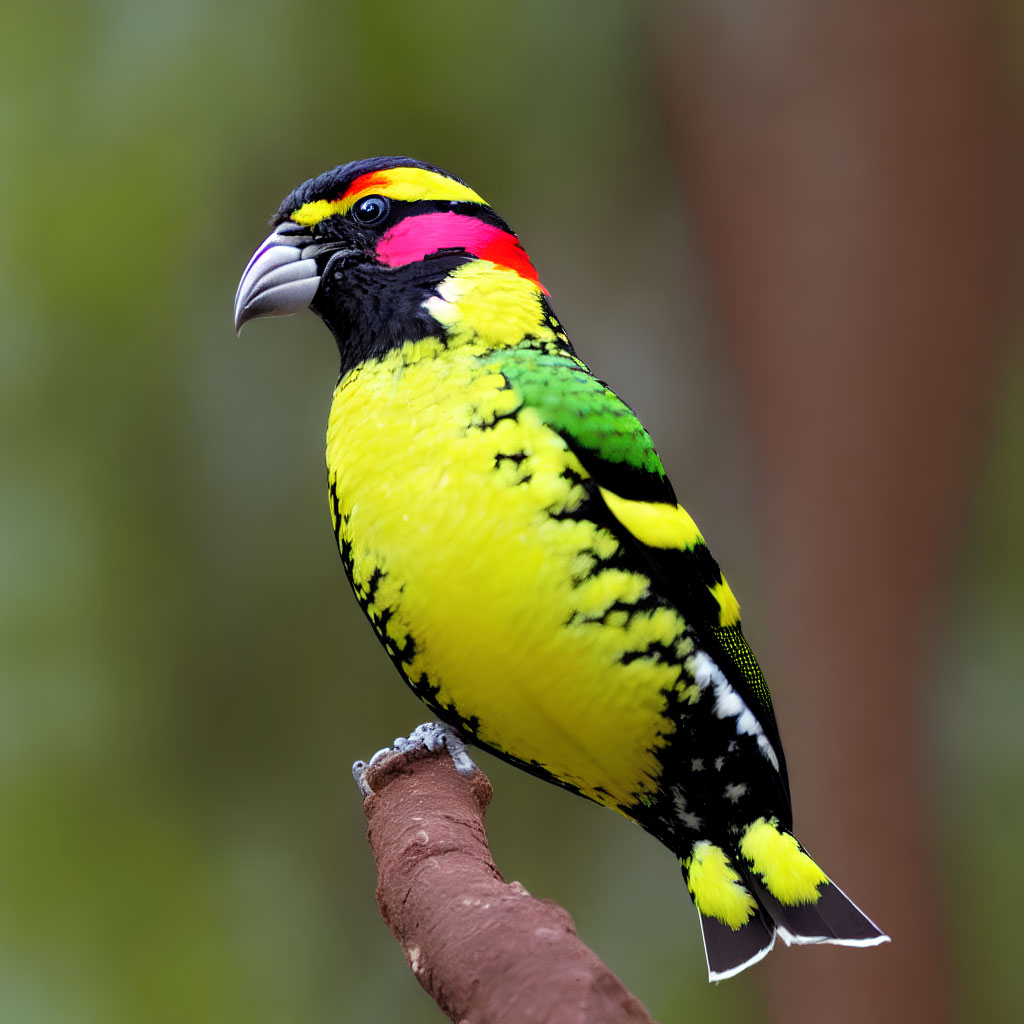 Colorful Barbet Bird Perched on Branch with Vibrant Plumage