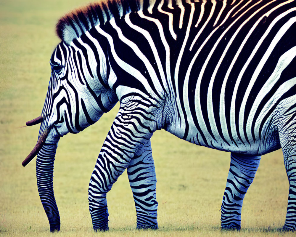 Surreal image of zebra with two heads and multiple legs