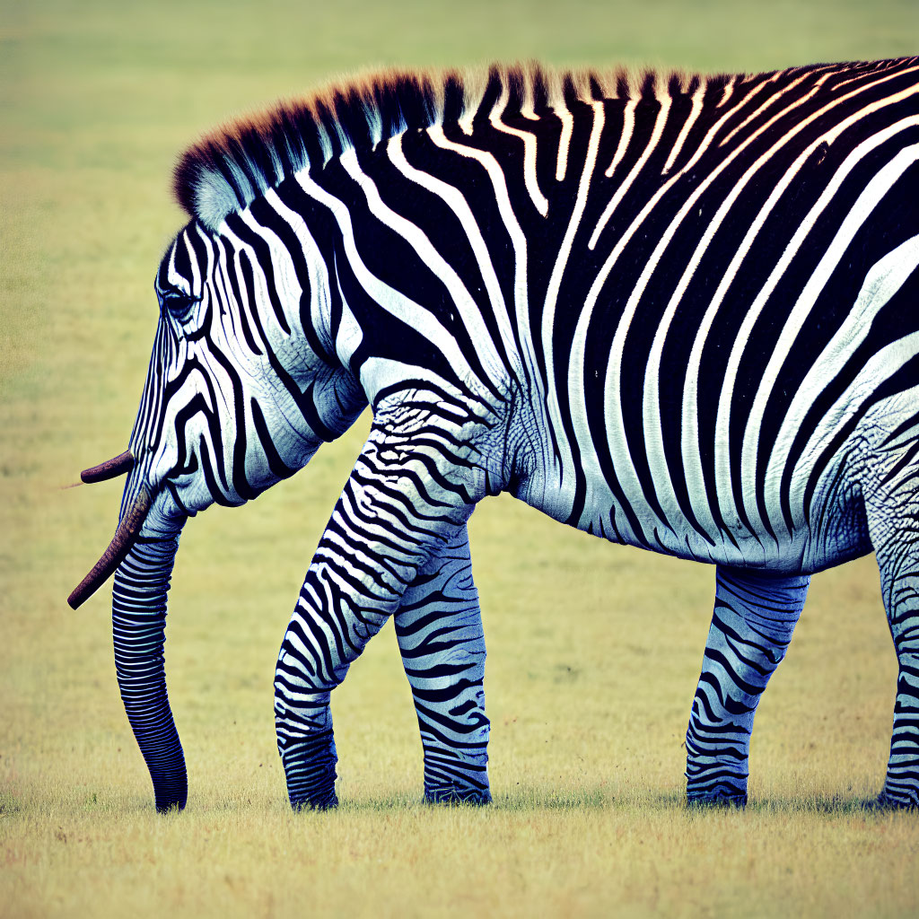 Surreal image of zebra with two heads and multiple legs