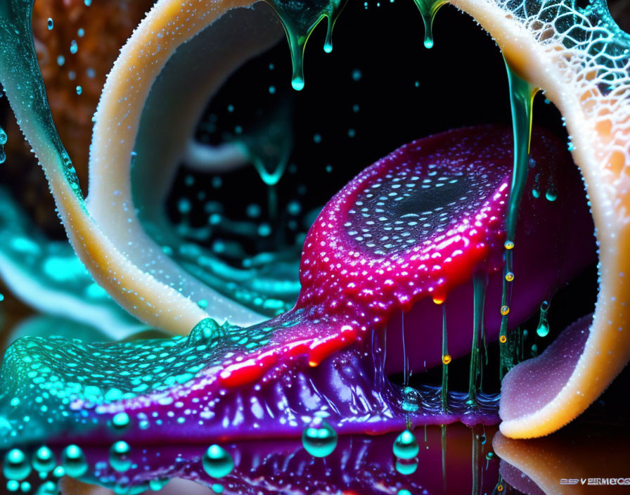 Colorful Abstract Digital Artwork with Fluid Shapes in Blue, Orange, & Purple