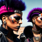 Colorful Mohawk Punk Fashion on 3D Characters in Desert