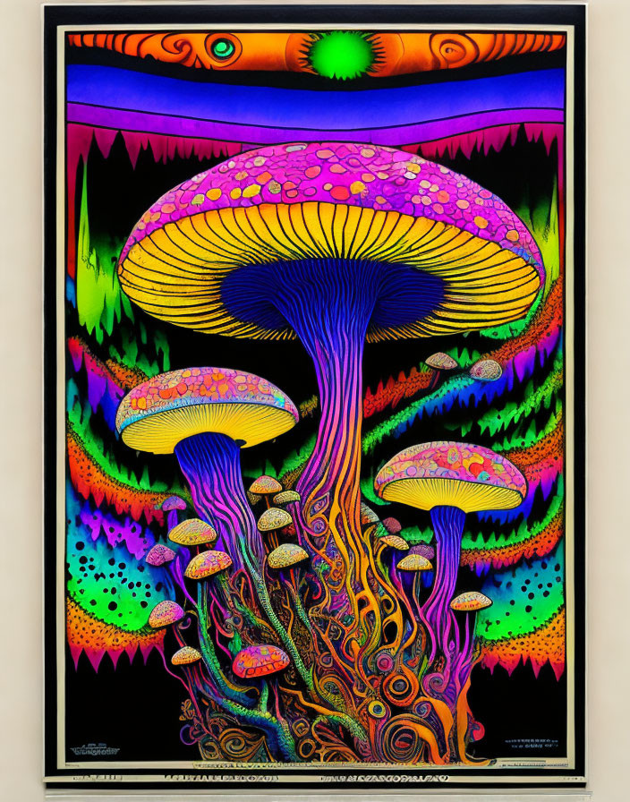 Colorful Psychedelic Mushroom Poster Design