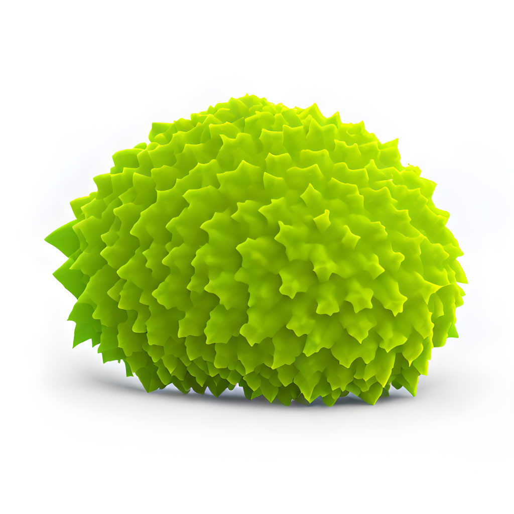 Vibrant green spiky sphere on white background