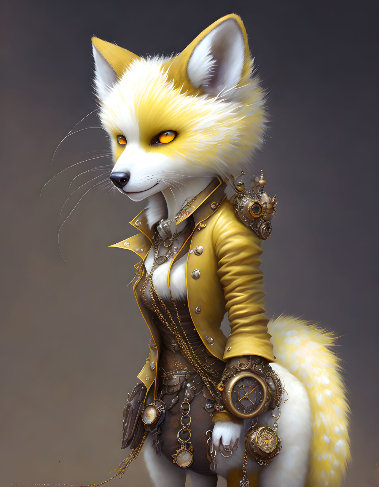 Detailed Steampunk Outfit on Anthropomorphic Fox Character