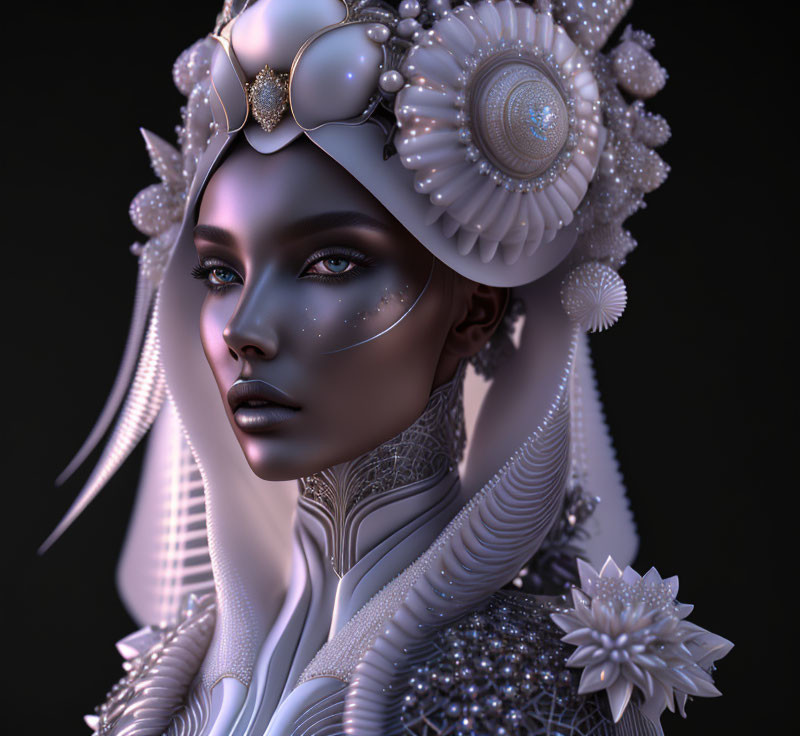 Elaborate Fantasy Portrait with Intricate Designs