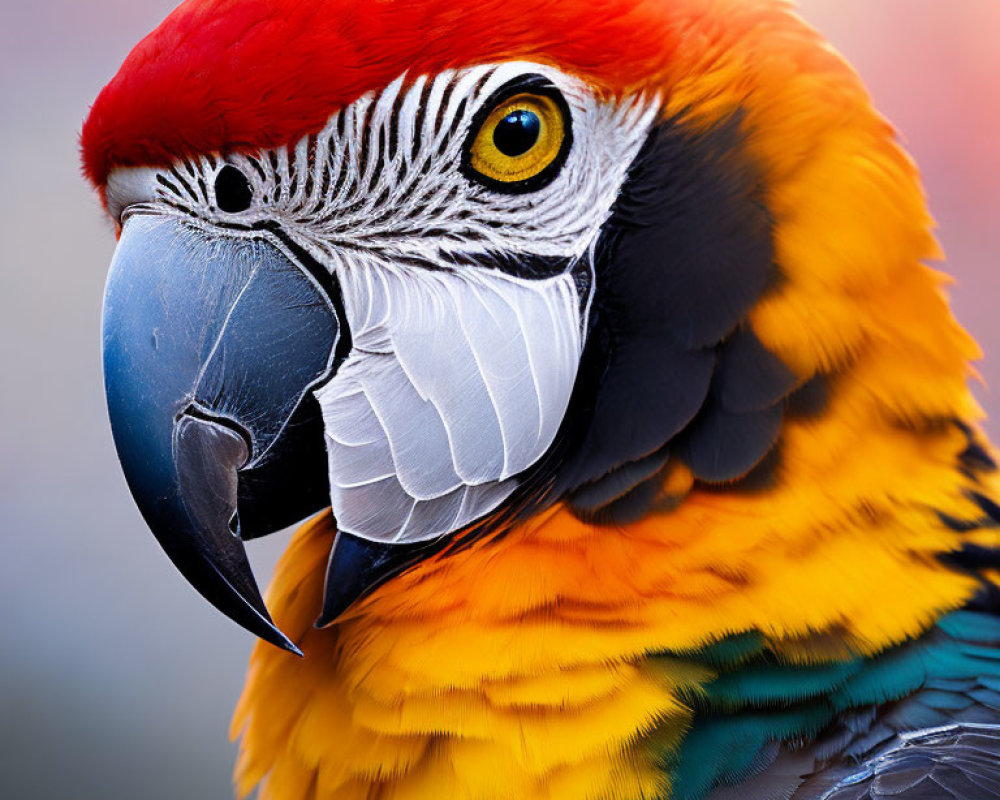 Colorful Macaw with Red Head and Vibrant Feathers