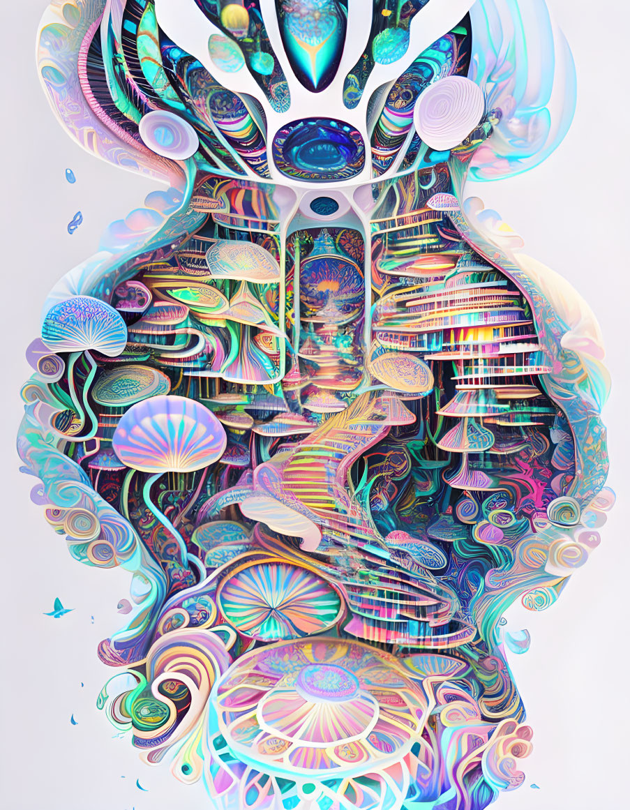 Colorful Psychedelic Artwork with Swirls & Organic Shapes