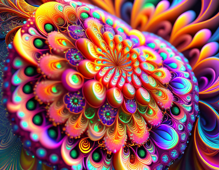 Colorful Spiraling Fractal Art with Detailed Patterns