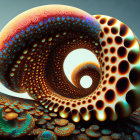 Colorful Fractal Nautilus Shell on Cool Background