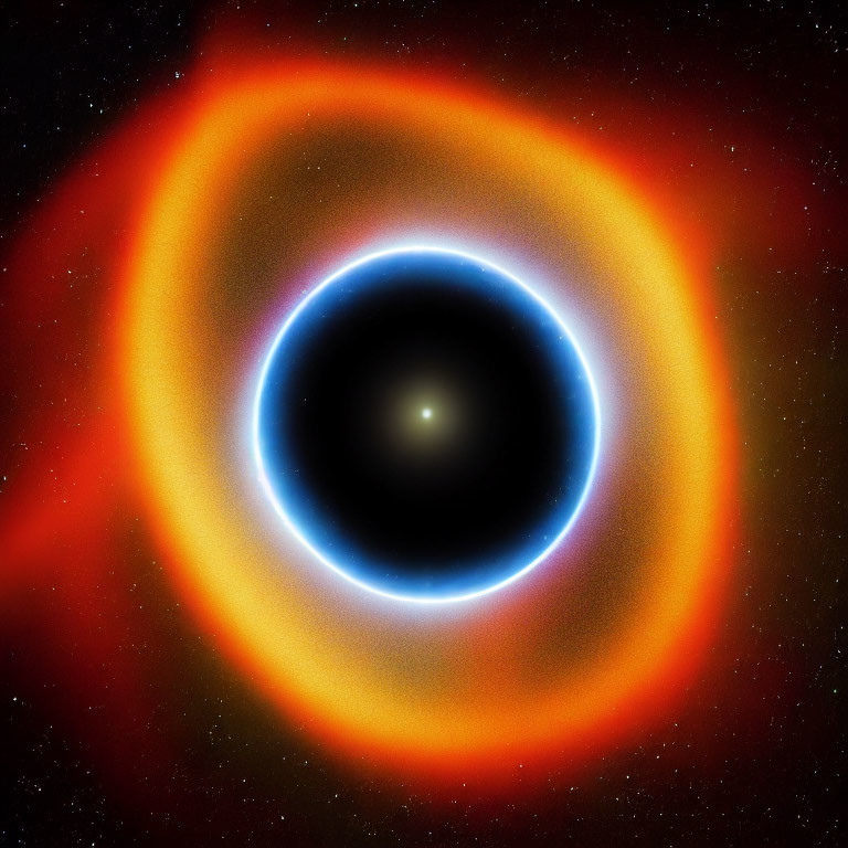 Artistic rendering of black hole with vibrant accretion disk and glowing event horizon