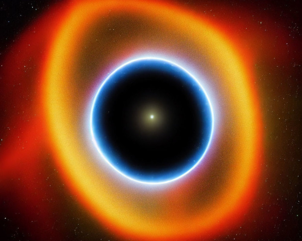 Artistic rendering of black hole with vibrant accretion disk and glowing event horizon