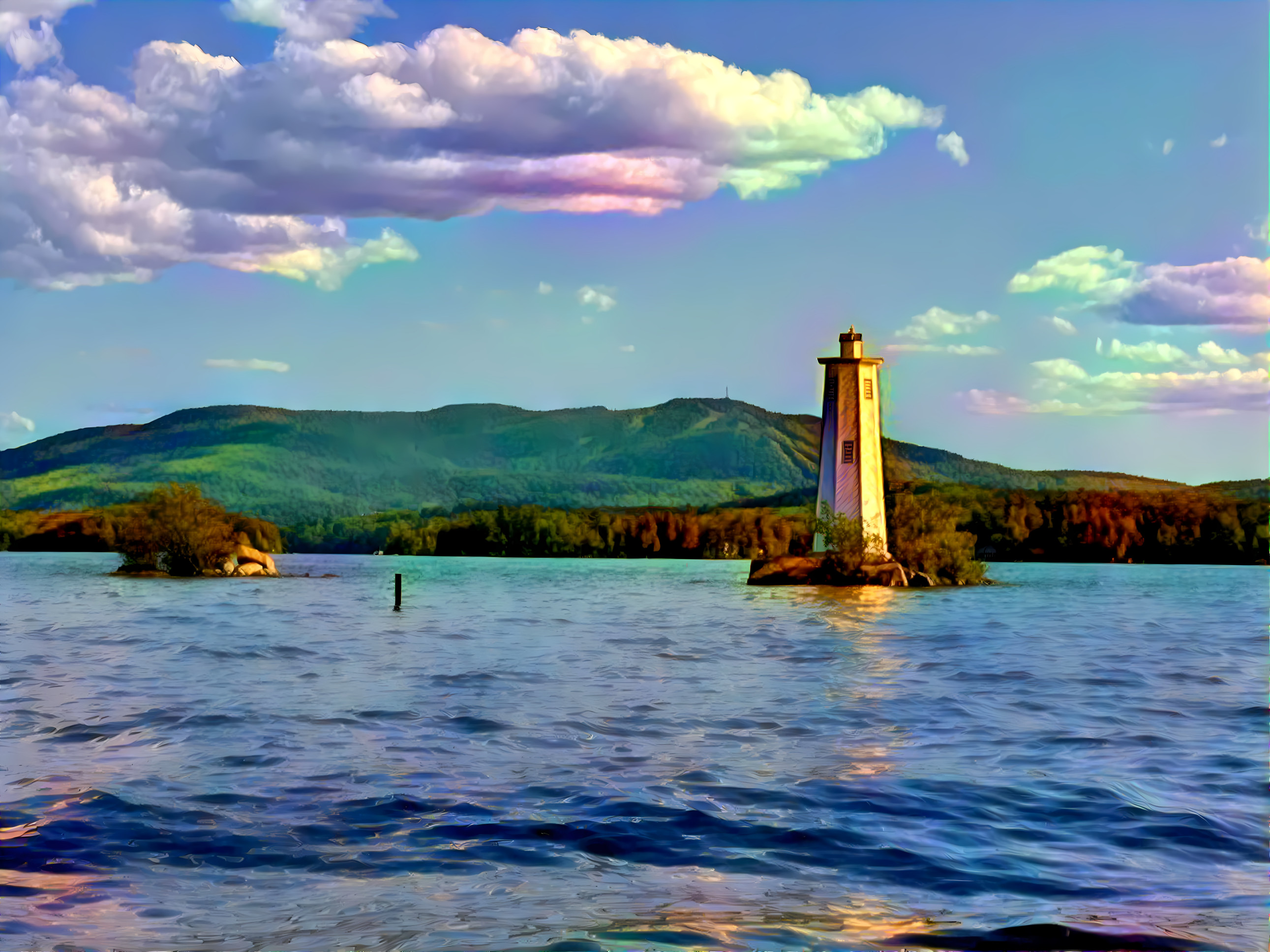 Lighthouse with Subtle Rainbow