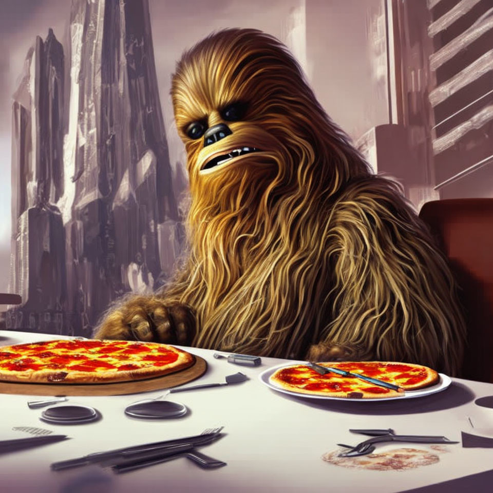 Chewbacca and pizza