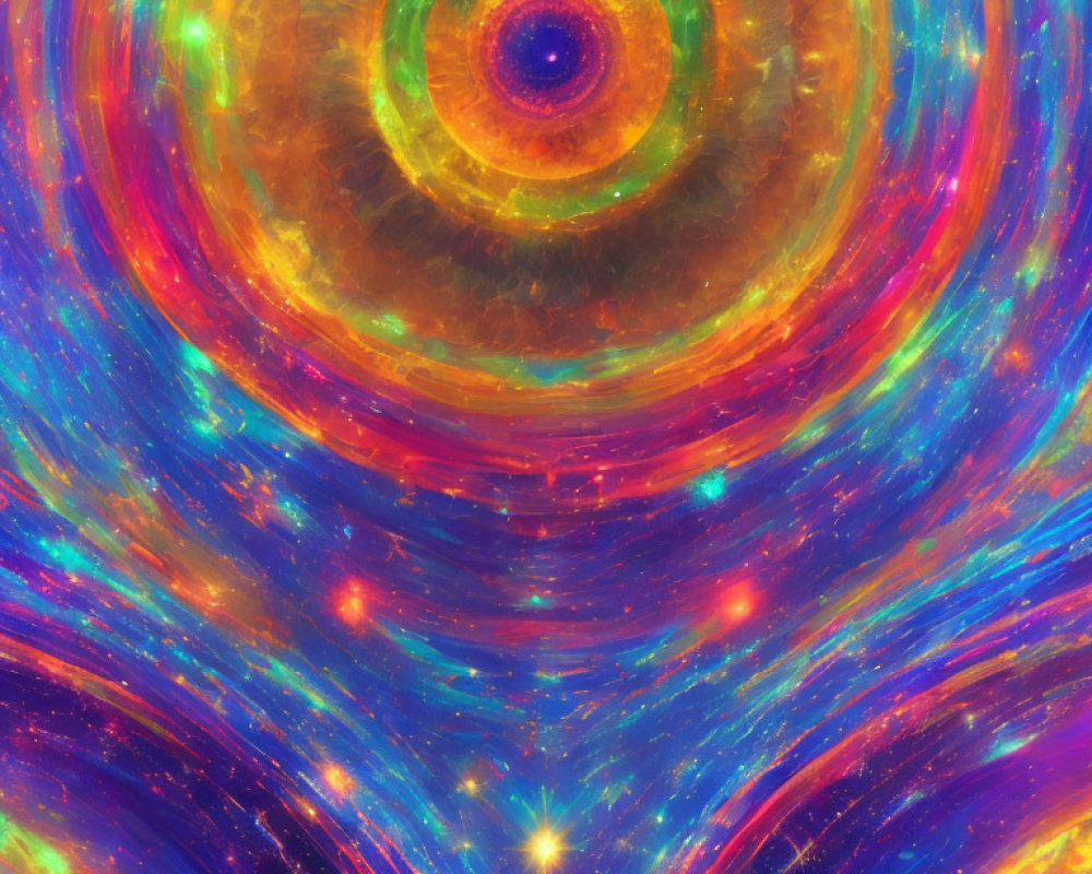 Colorful Swirling Vortex Artwork with Cosmic Galaxy Theme