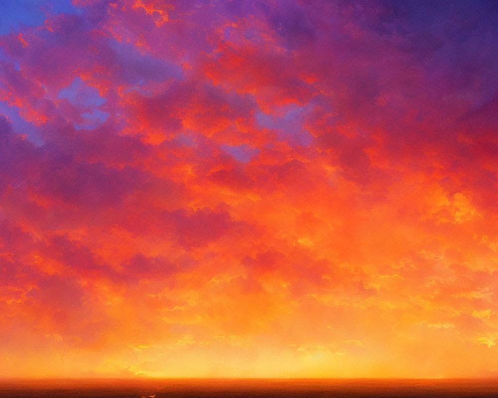 Colorful Sunset with Fiery Oranges, Yellows, Purples, and Blues