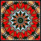 Colorful Symmetrical Digital Mandala with Orange, Teal, and Blue Patterns