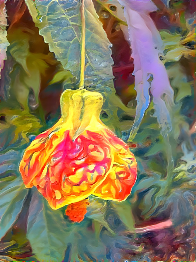 Abutilon flower enhanced with my painting.