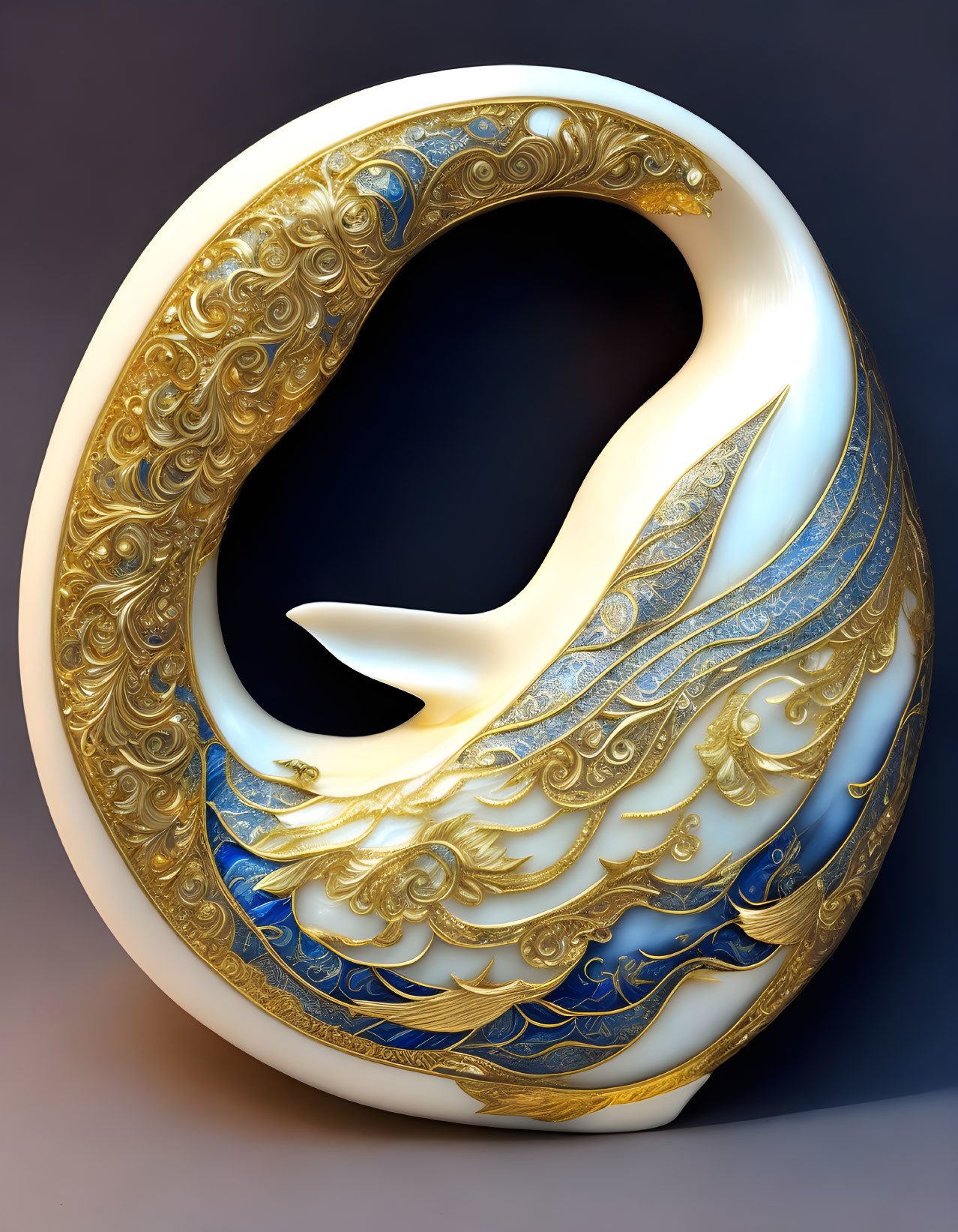 Elaborate 3D Yin-Yang Symbol on Gradient Background