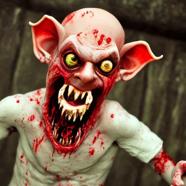 Detailed Model of Monstrous Creature with Blood-Stained Mouth