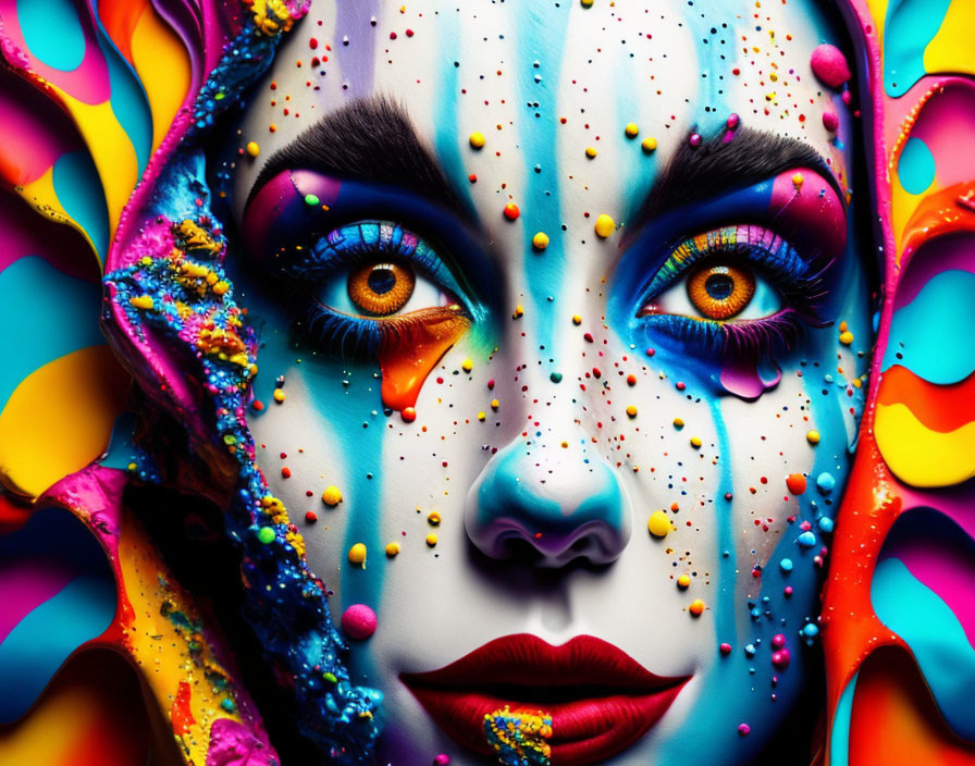 Vibrant Colorful Artistic Makeup Close-Up