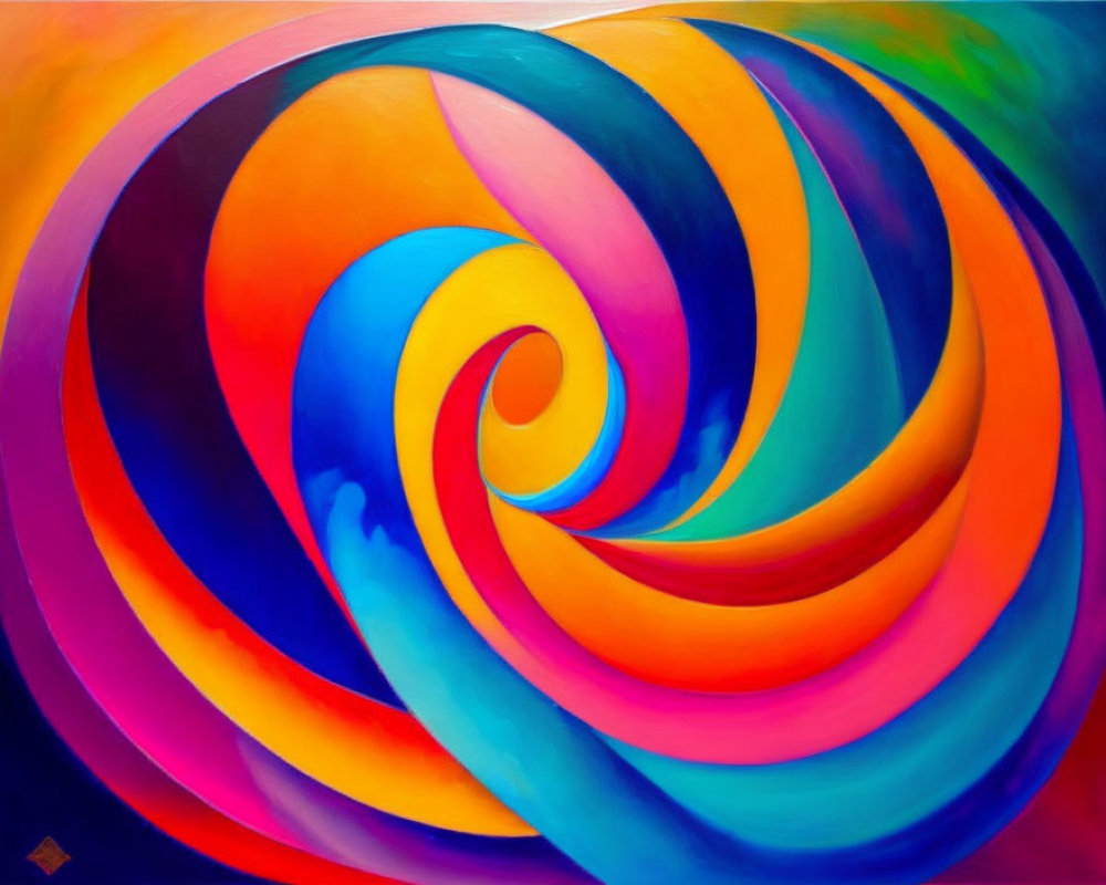 Colorful Abstract Painting with Swirling Vortex of Bright Colors